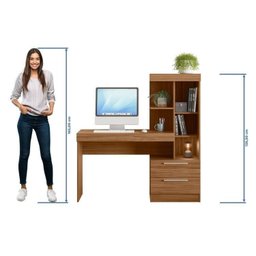 Kit 2 Peças 1 Escrivaninha com Estante 1 Armário 2 Portas Espresso Móveis - 9