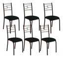 Ver imagem 1 de Kit 6 Cadeiras Paraty Corino Preto Tubo Marrom Cafe