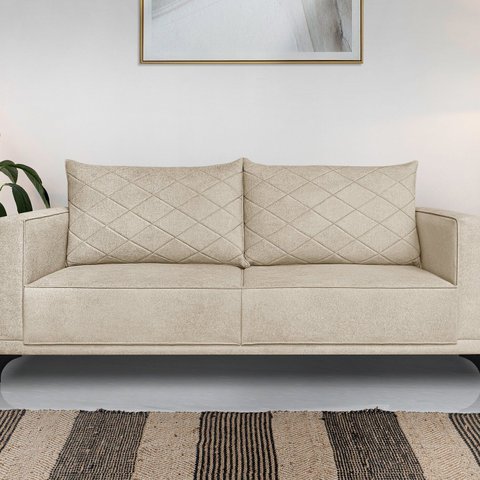Sofá Eliot 2 Lugares 180 cm Linho Boucle Bege