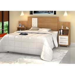 Cabeceira Extensível Casal/Queen/King Com Mesas de Cabeceira Flórida - Freijó/OffWhite - 1 Cabeceira Extensível Casal/Queen/King Com Mesas de Cabeceira Flórida - Freijó/OffWhite - 1