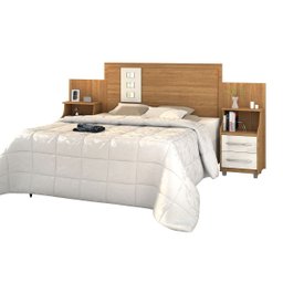 Cabeceira Extensível Casal/Queen/King Com Mesas de Cabeceira Flórida - Freijó/OffWhite - 2 Cabeceira Extensível Casal/Queen/King Com Mesas de Cabeceira Flórida - Freijó/OffWhite - 2