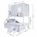 Ver imagem 4 de Treliche Casinha Reta Casal/ Solteiro com Escorregador e Cortina Madeira Maciça Branco Housin