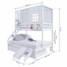 Treliche Casinha Reta Casal/ Solteiro com Escorregador e Cortina Madeira Maciça Branco Housin - 4