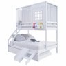 Treliche Casinha Reta Casal/ Solteiro com Escorregador e Cortina Madeira Maciça Branco Housin - 2