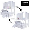 Ver imagem 6 de Treliche Casinha Reta Casal/ Solteiro com Escorregador e Cortina Madeira Maciça Branco Housin