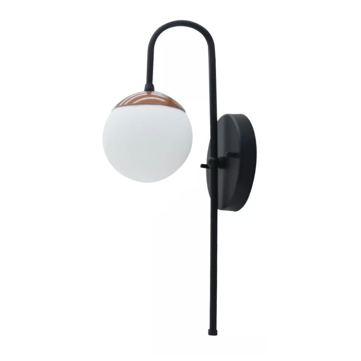 Arandela de Parede Preto com Prato Cobre e Globo Vidro Fosco 12cm Soquete G9 Tensao Bivolt - 1