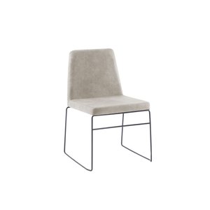 Cadeira Paris Nobuk Off White Base Aço Carbono Preto - Casa Maju