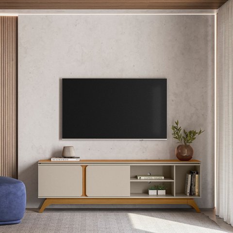 Rack para TV até 70 Polegadas Pés Madeira Maciça Istambul