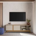 Ver imagem 1 de Rack para TV até 70 Polegadas MDF 200cm Pés em Madeira Maciça Istambul Bege