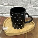Ver imagem 2 de Caneca de Cerâmica 270ml Preta Alça e Estampa Coração Branco