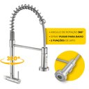 Ver imagem 3 de Torneira para Cozinha Gourmet de Parede Pia Flexível Moderna Aço Inox 304 Prata Brinovar