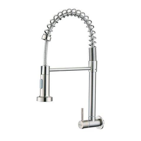 Torneira para Cozinha Gourmet de Parede Pia Flexível Moderna Aço Inox 304 Prata Brinovar