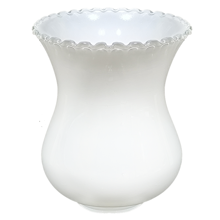 Cúpula Manga Babada P/lampião Retrô de Vidro Branco Brilho