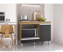 Ver imagem 2 de Balcão para Cooktop Carla 4 ou 5 Bocas 1 Porta Amendôa/preto - Ajl Moveis