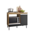 Ver imagem 1 de Balcão para Cooktop Carla 4 ou 5 Bocas 1 Porta Amendôa/preto - Ajl Moveis