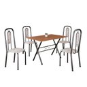 Ver imagem 2 de Conjunto de Mesa Tubular 100cm x 60cm Tampo em MDF com 4 Cadeiras Lívia Prata/Bege