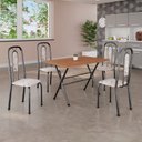 Ver imagem 1 de Conjunto de Mesa Tubular 100cm x 60cm Tampo em MDF com 4 Cadeiras Lívia Prata/Bege
