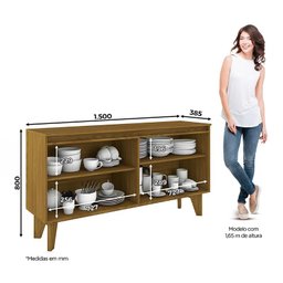 Buffet 4 Portas Ambar Nature/Off White - Móveis Henn - 5