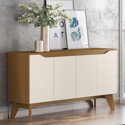 Buffet 4 Portas Ambar Nature/Off White - Móveis Henn - 2