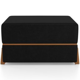 Kit 02 Puffs Decorativo Retangular para Sala de Estar Domus L02 Couríssimo Preto - Lyam Decor - 3