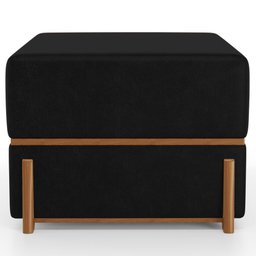 Kit 02 Puffs Decorativo Retangular para Sala de Estar Domus L02 Couríssimo Preto - Lyam Decor - 6