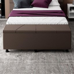 Baú Sapateira Estofada Casal 140 Cm Júpiter Corino Skybox Marrom - 2