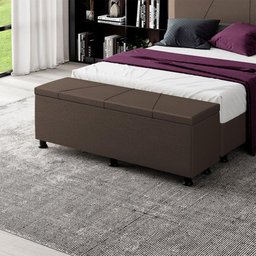 Baú Sapateira Estofada Casal 140 Cm Júpiter Corino Skybox Marrom - 1