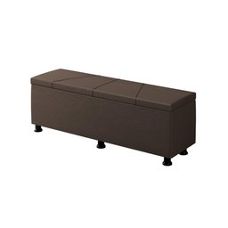 Baú Sapateira Estofada Casal 140 Cm Júpiter Corino Skybox Marrom - 4