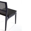 Ver imagem 4 de Cadeira de Madeira Zaya Preta Encosto Tela Sextavada Assento Estofado