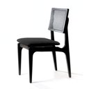 Ver imagem 1 de Cadeira de Madeira Zaya Preta Encosto Tela Sextavada Assento Estofado