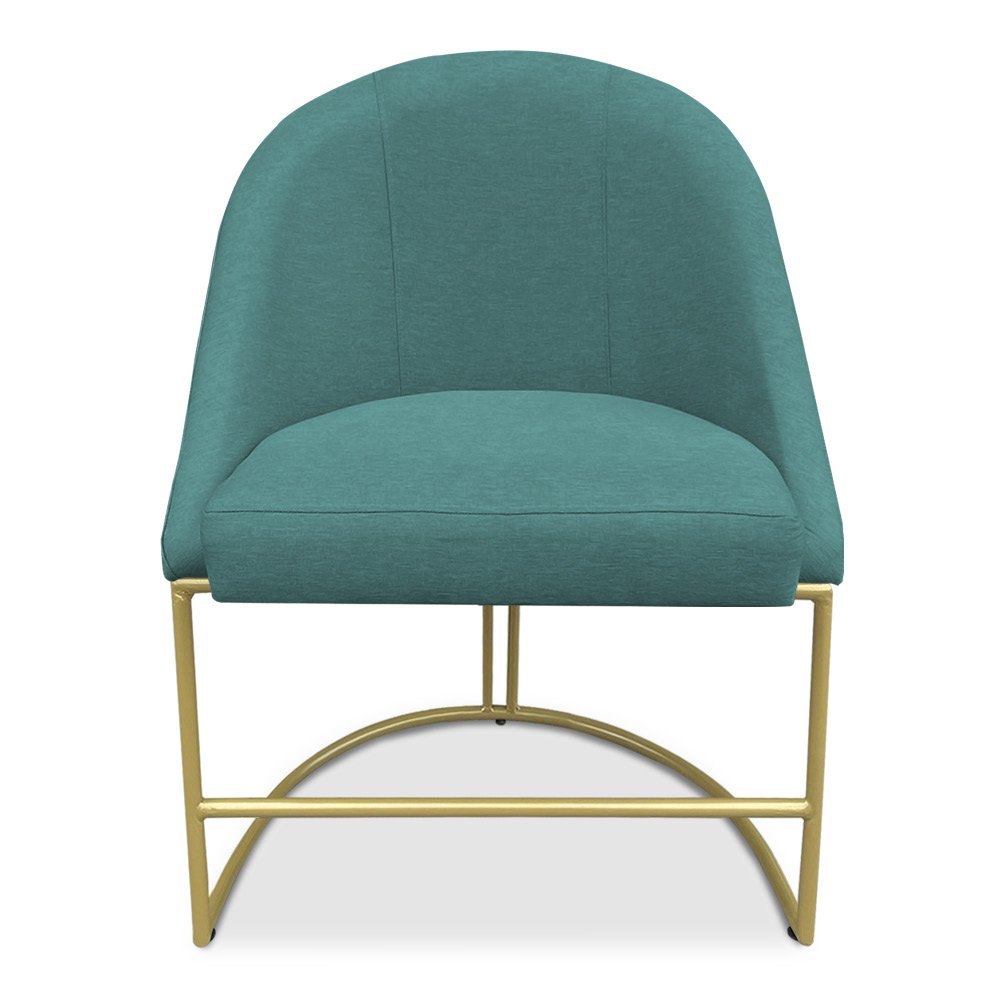 Cadeira Poltrona de Jantar Bela Suede Azul Turquesa Base Metálica Industrial Dourado - Pallazio - 3