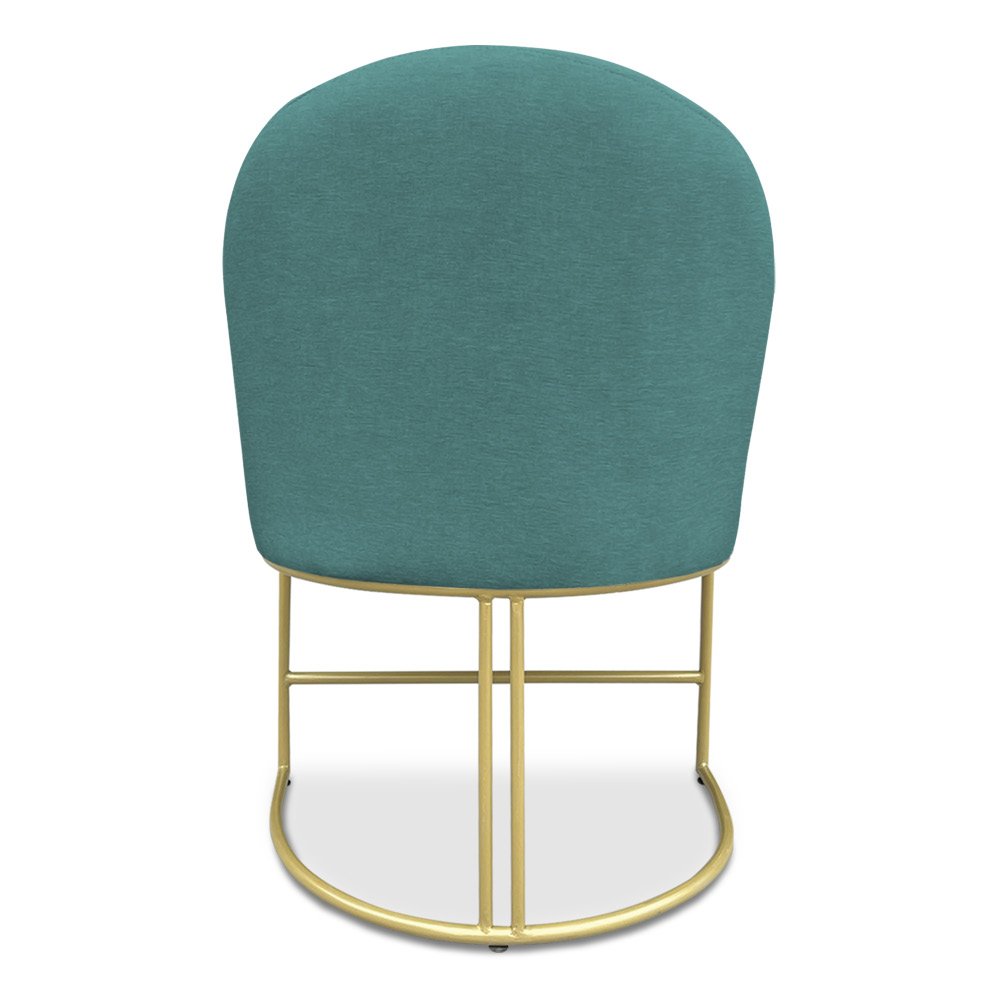 Cadeira Poltrona de Jantar Bela Suede Azul Turquesa Base Metálica Industrial Dourado - Pallazio - 5