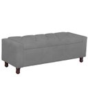 Ver imagem 1 de Calçadeira Baú Casal King Size Estofada Valencia Veludo Cinza