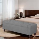 Ver imagem 2 de Calçadeira Baú Casal King Size Estofada Valencia Veludo Cinza