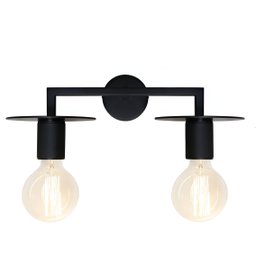 Arandela Luxo Slim Metálica Horizontal Retrô para 2 Lâmpadas E27 40cm - Preto - 1