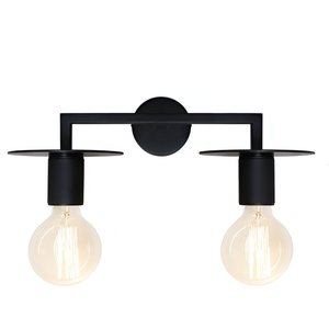 Arandela Luxo Slim Metálica Horizontal Retrô para 2 Lâmpadas E27 40cm - Preto