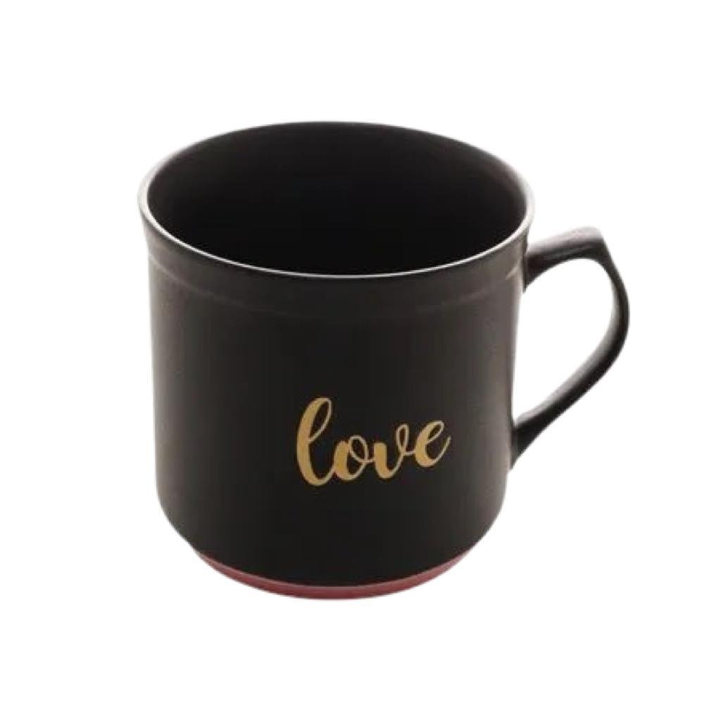 Caneca Cerâmica Love Preto Matt/rosa 660ml - 2