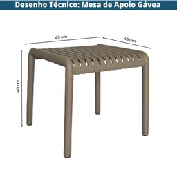 Mesa Lateral e de Apoio Quadrada Área Externa Outdoor Gávea Rivatti Polipropileno Fendi Proteção - 2