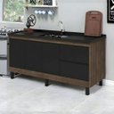 Ver imagem 1 de Gabinete Cozinha 2 Gavetas e 3 Porta Armário 144cm Multiuso:avelato/preto