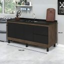 Ver imagem 5 de Gabinete Cozinha 2 Gavetas e 3 Porta Armário 144cm Multiuso:avelato/preto