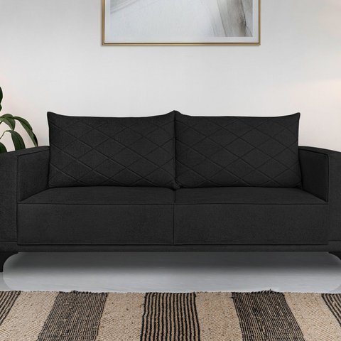 Sofá Eliot 2 Lugares 160 cm Linho Boucle Preto
