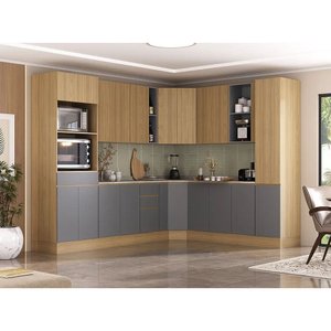 Cozinha de Canto Completa 284 X 234cm 13 Peças com Torre Quente e Paneleiro Slim Luciane