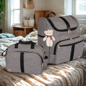 Kit Bolsa Maternidade 2 Peças com Mochila 2 em 1 Faixa Luxo Amor:preto