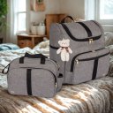 Ver imagem 1 de Kit Bolsa Maternidade 2 Peças com Mochila 2 em 1 Faixa Luxo Amor:preto