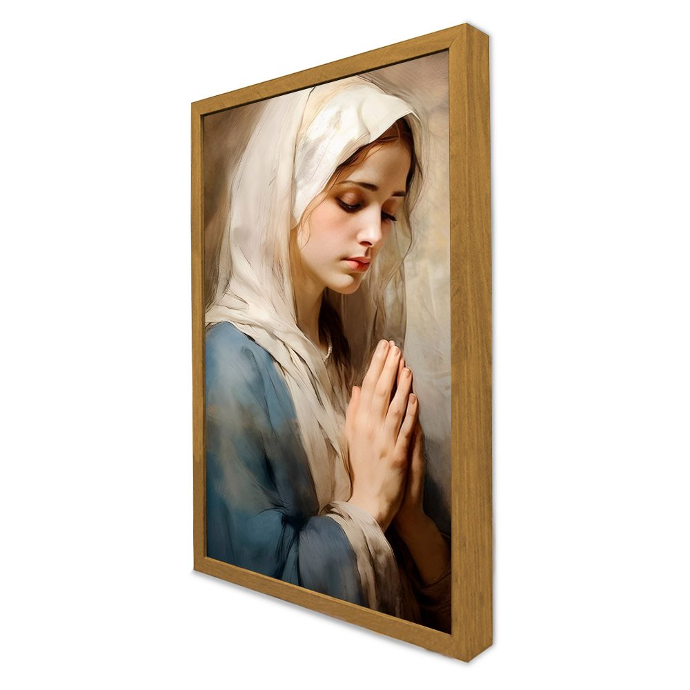 Quadro Decorativo Maria de Nazaré em Moldura Caixa Tacolado Moldura Trad 1cm Madeira Escura sem Vidr - 3