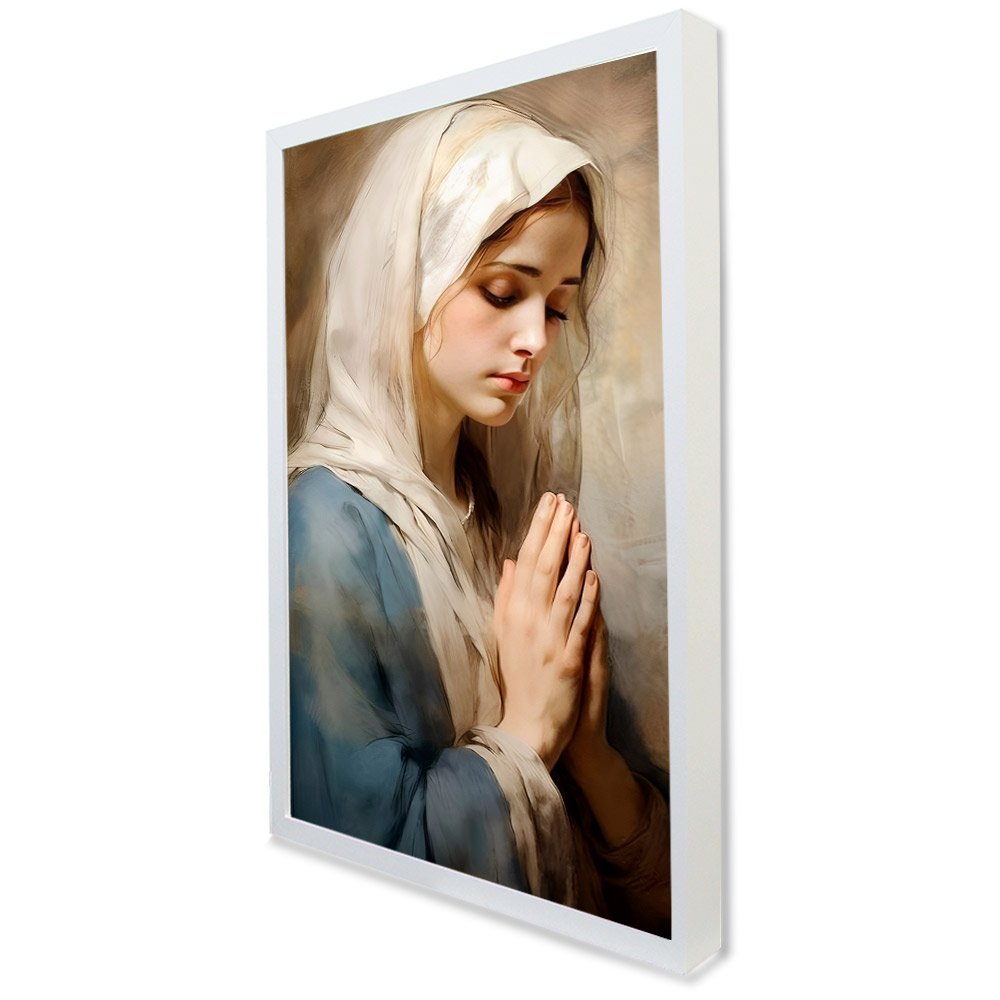 Quadro Decorativo Maria de Nazaré em Moldura Caixa Tacolado Moldura Trad 1cm Madeira Escura sem Vidr - 2