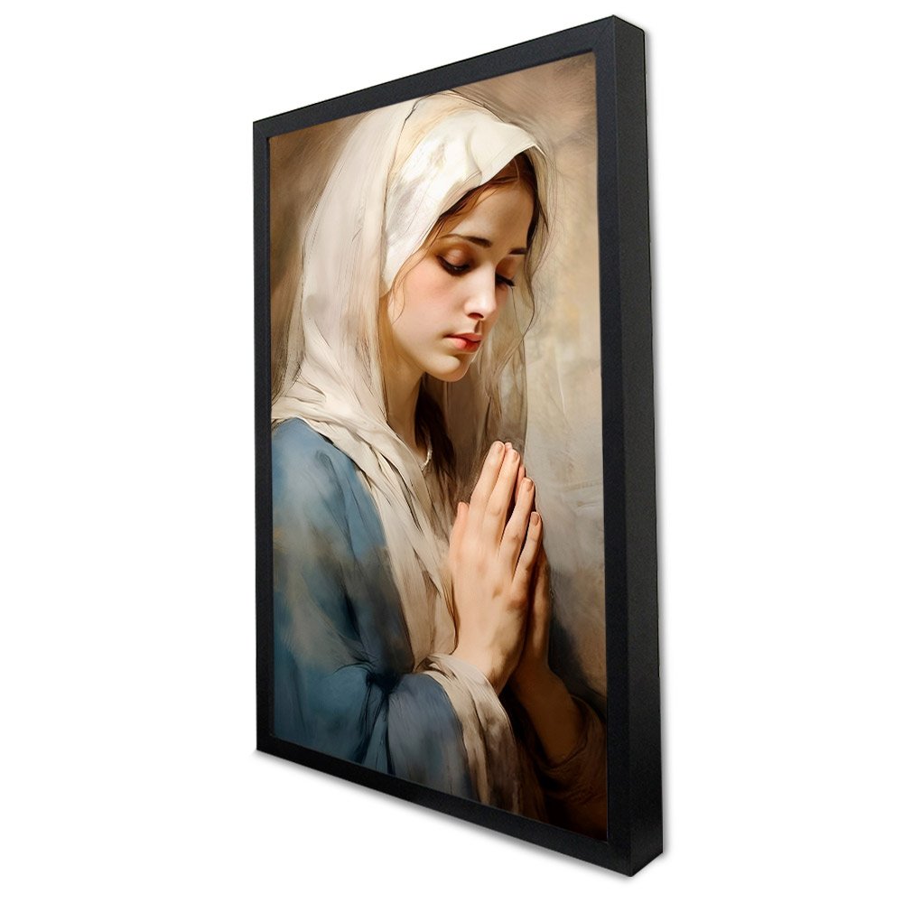 Quadro Decorativo Maria de Nazaré em Moldura Caixa Tacolado Moldura Trad 1cm Madeira Escura sem Vidr - 5