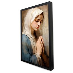 Quadro Decorativo Maria de Nazaré em Moldura Caixa Tacolado Moldura Trad 1cm Madeira Escura sem Vidr - 5