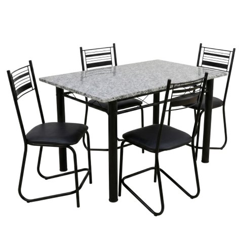 Conjunto de Mesa Sala de Jantar Tampo Granito 4 Cadeiras Atlanta