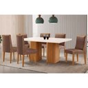 Ver imagem 1 de Conjunto: Mesa Sala Jantar Maldivas Tampo c/ Vidro Curvo 180cm+6 Cadeiras Dakota Madeira Naturale/